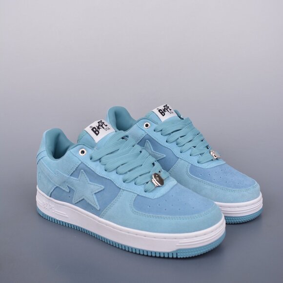 A Bathing Ape Bape Sta Low Suede Heel Blue - Picture 2 of 9
